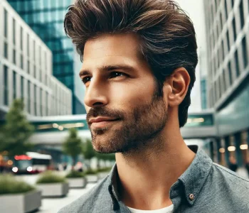 Mann mit Vollem haar nach einer Haartransplantation